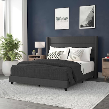 Flash Furniture Charcoal Queen Platform Bed with Headboard YK-1078-CHAR-Q-GG